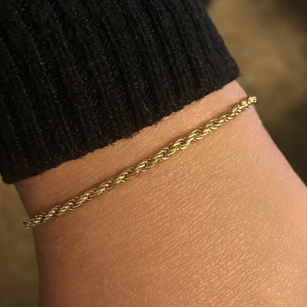 14K Stamped Gold Bonded plus sized Bracelet delicate (Not Solid Gold 10.5 inches